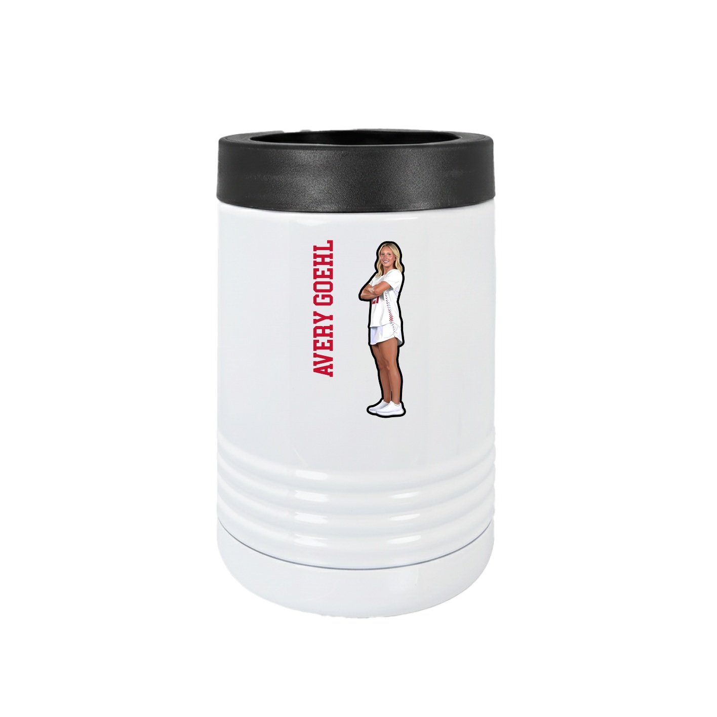 Beverage Holder — Name Vertical in White