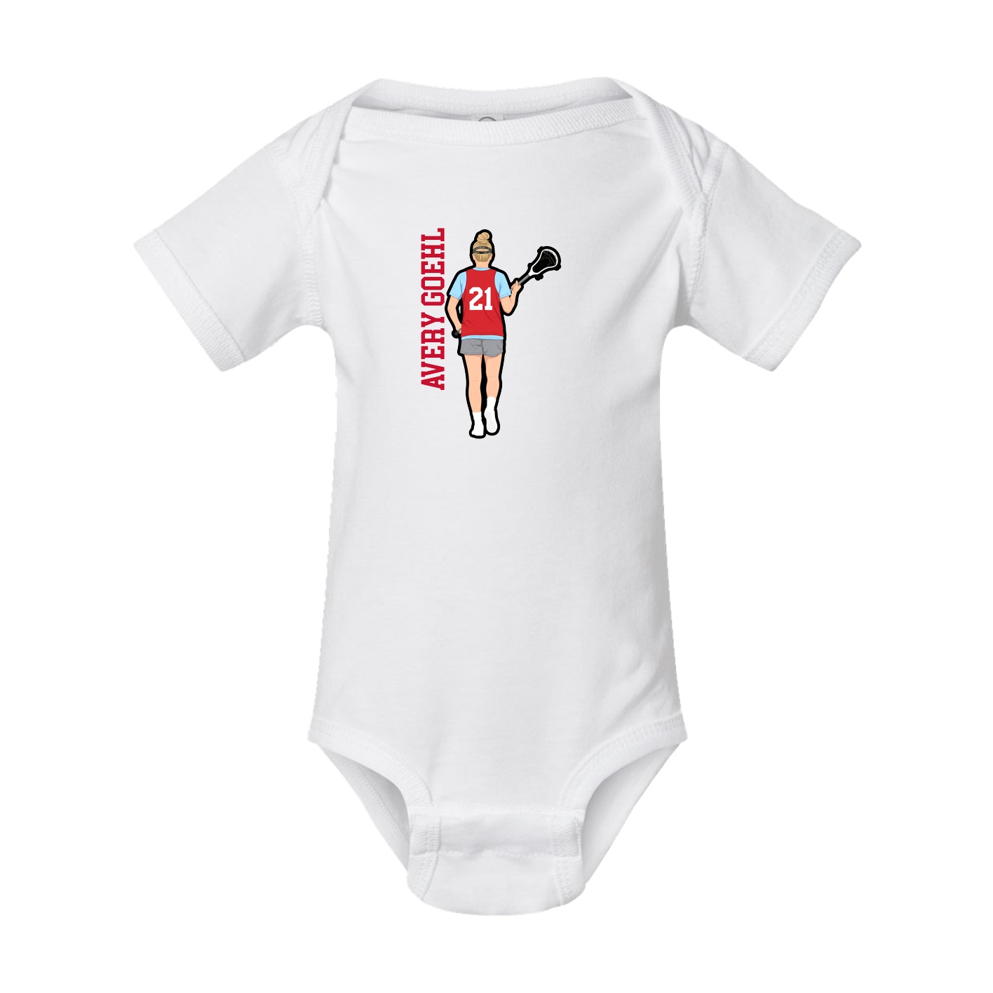 Baby Onesie — Name Vertical in White
