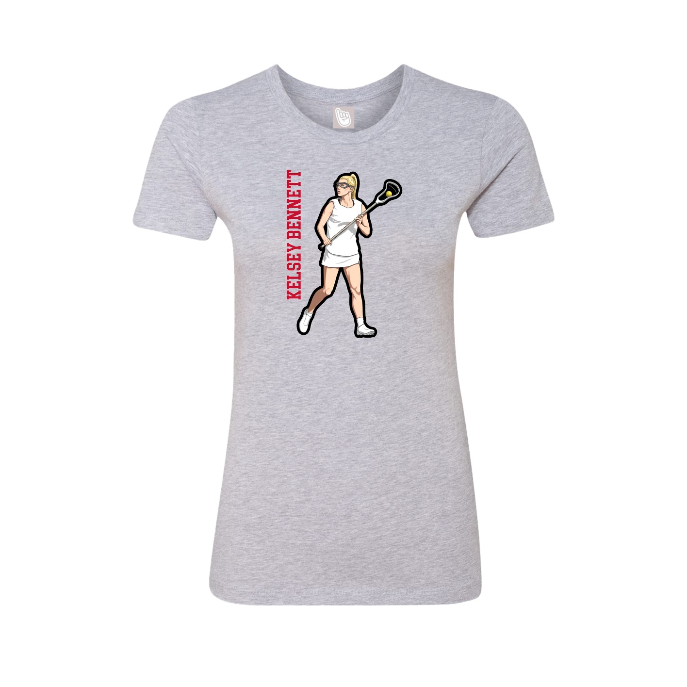Fitted Women's Tee — Name Vertical in Grey