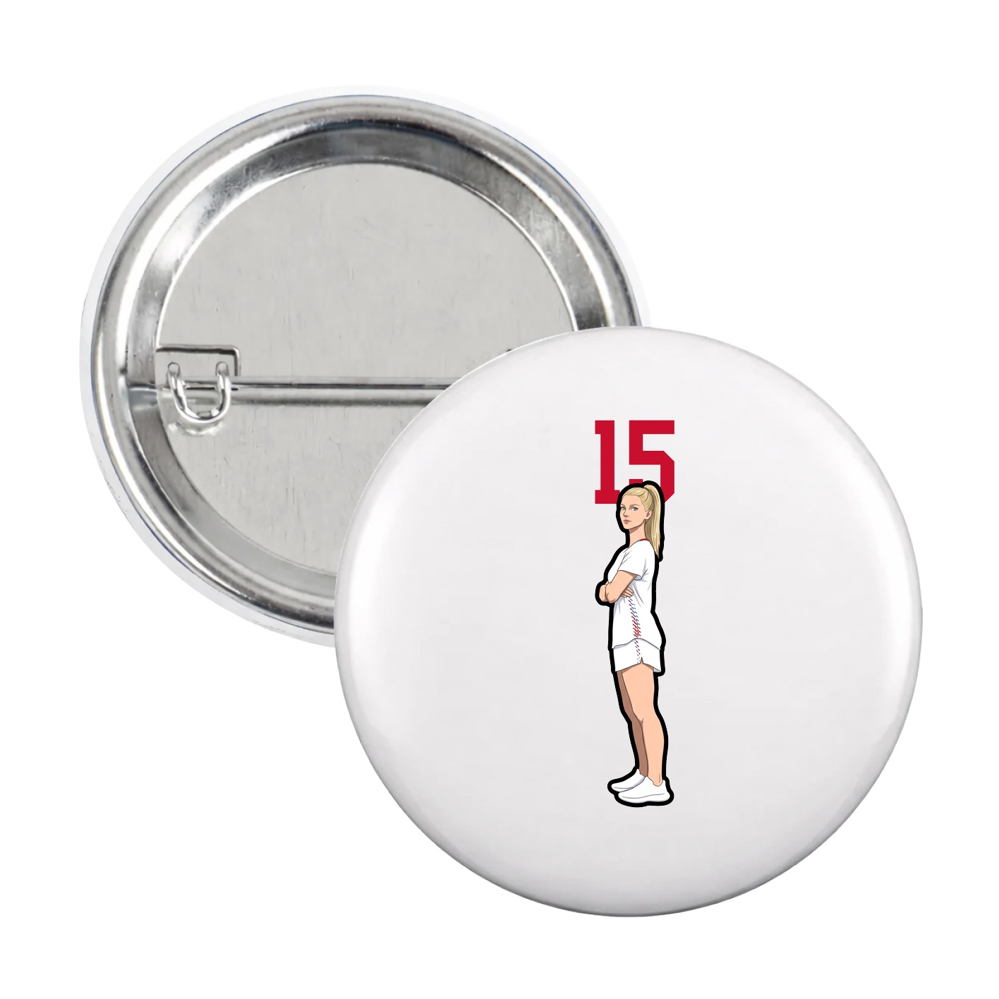 Game Day Button — Number Top in White
