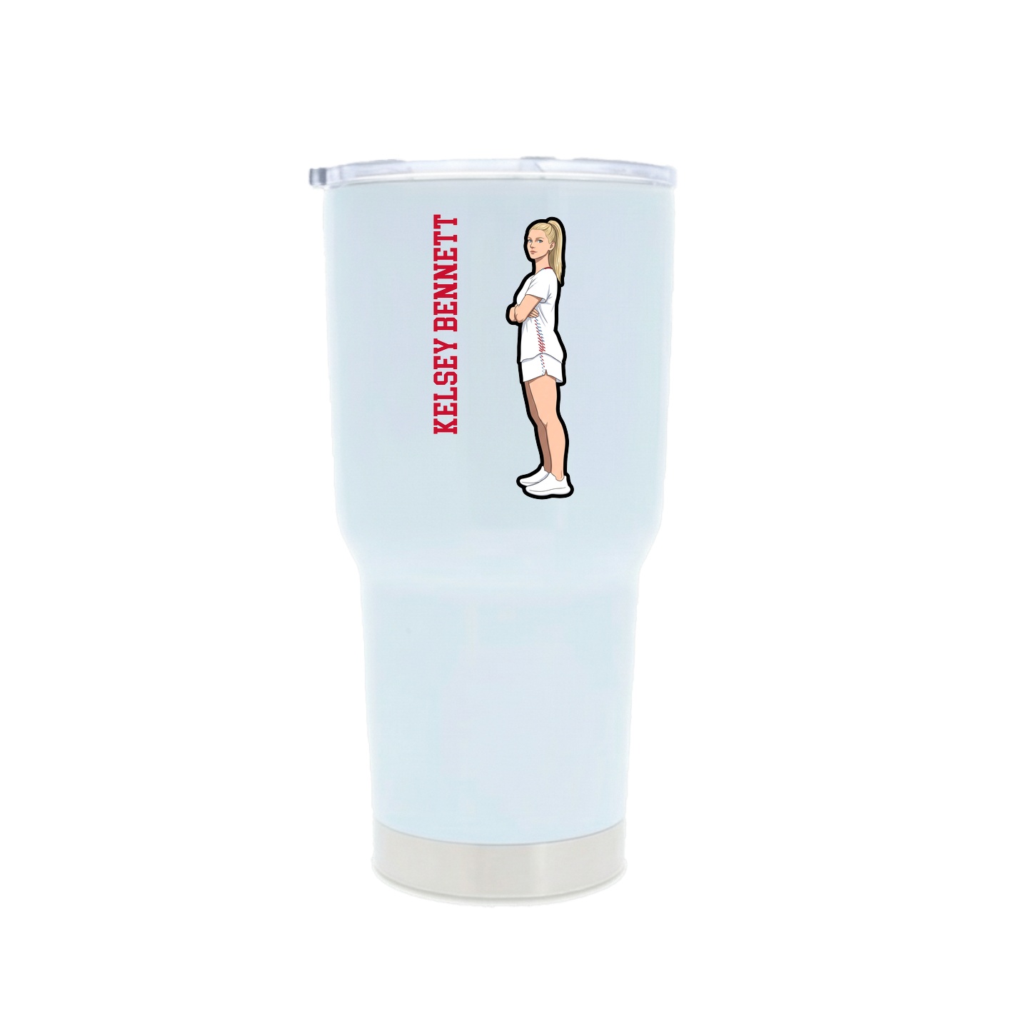 30oz Stainless Steel Tumbler — Name Vertical in White