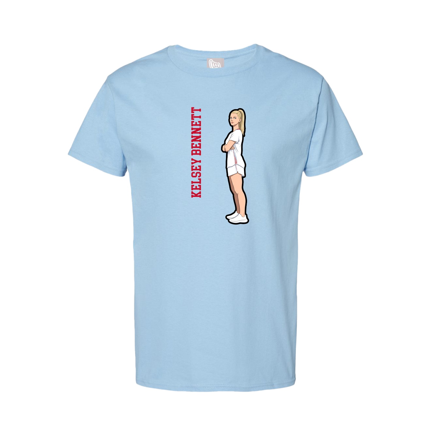 Youth Tee — Name Vertical in Light Blue