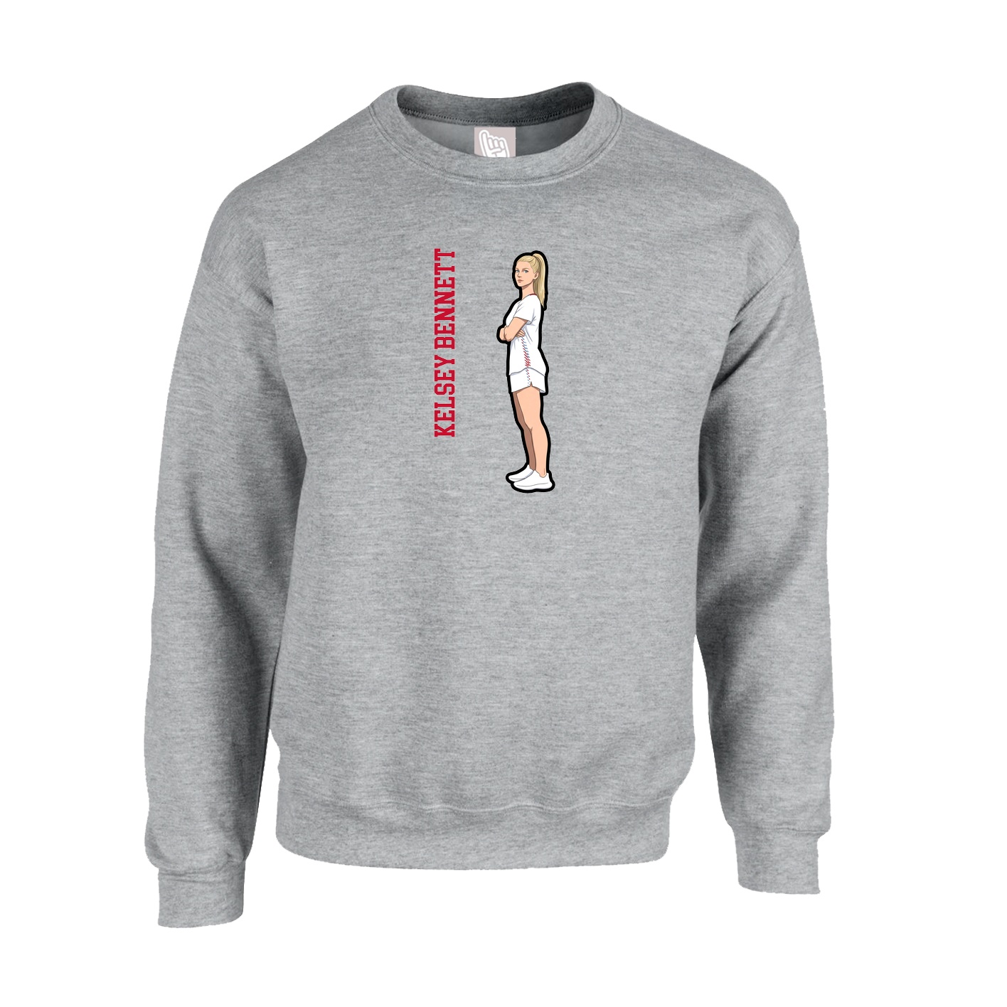 Fleece Crew — Name Vertical in Grey