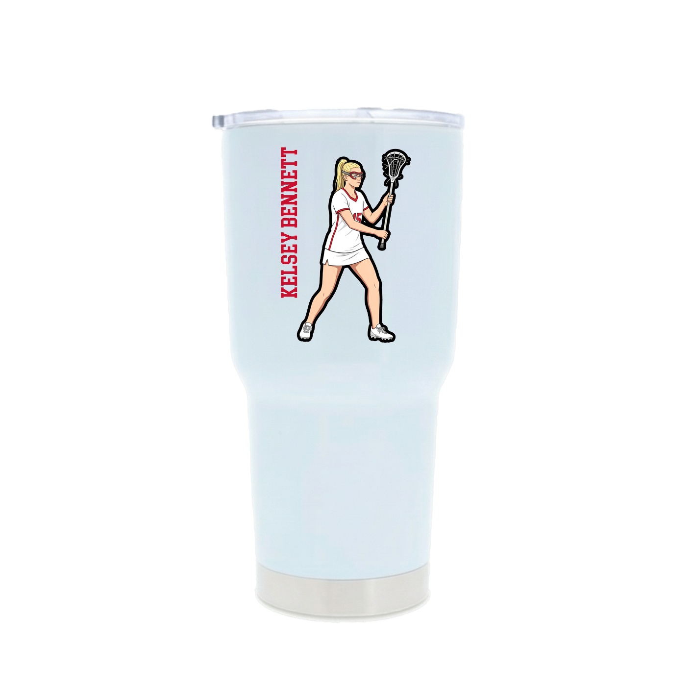 30oz Stainless Steel Tumbler — Name Vertical in White