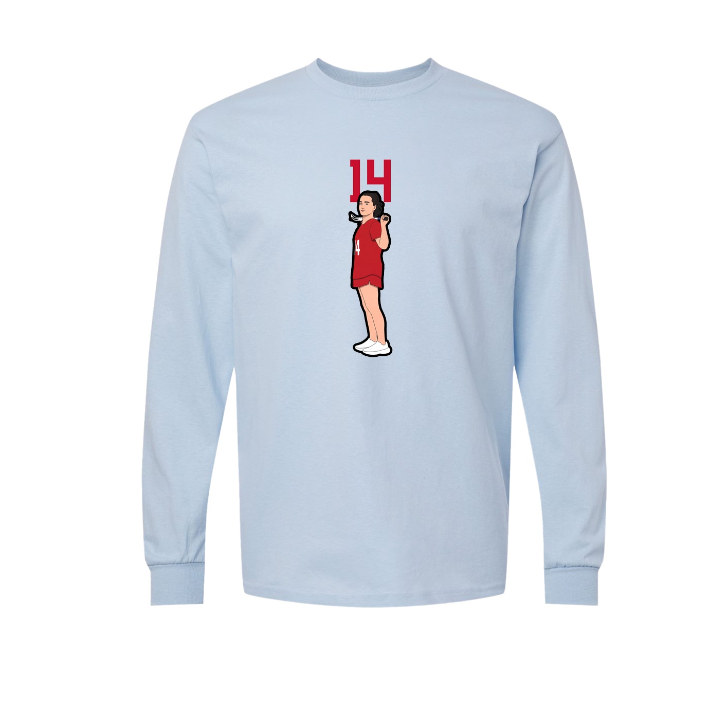 Long Sleeve Tee — Number Top in Light Blue
