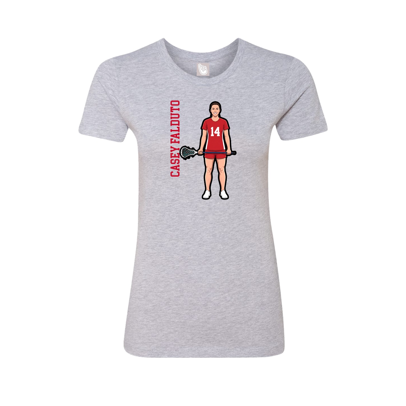Fitted Women's Tee — Name Vertical in Grey