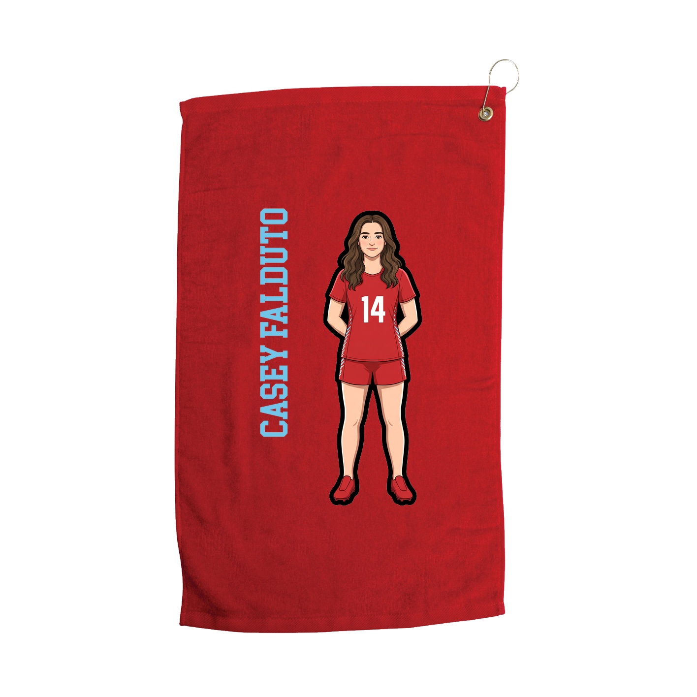Golf Towel — Name Vertical in Red