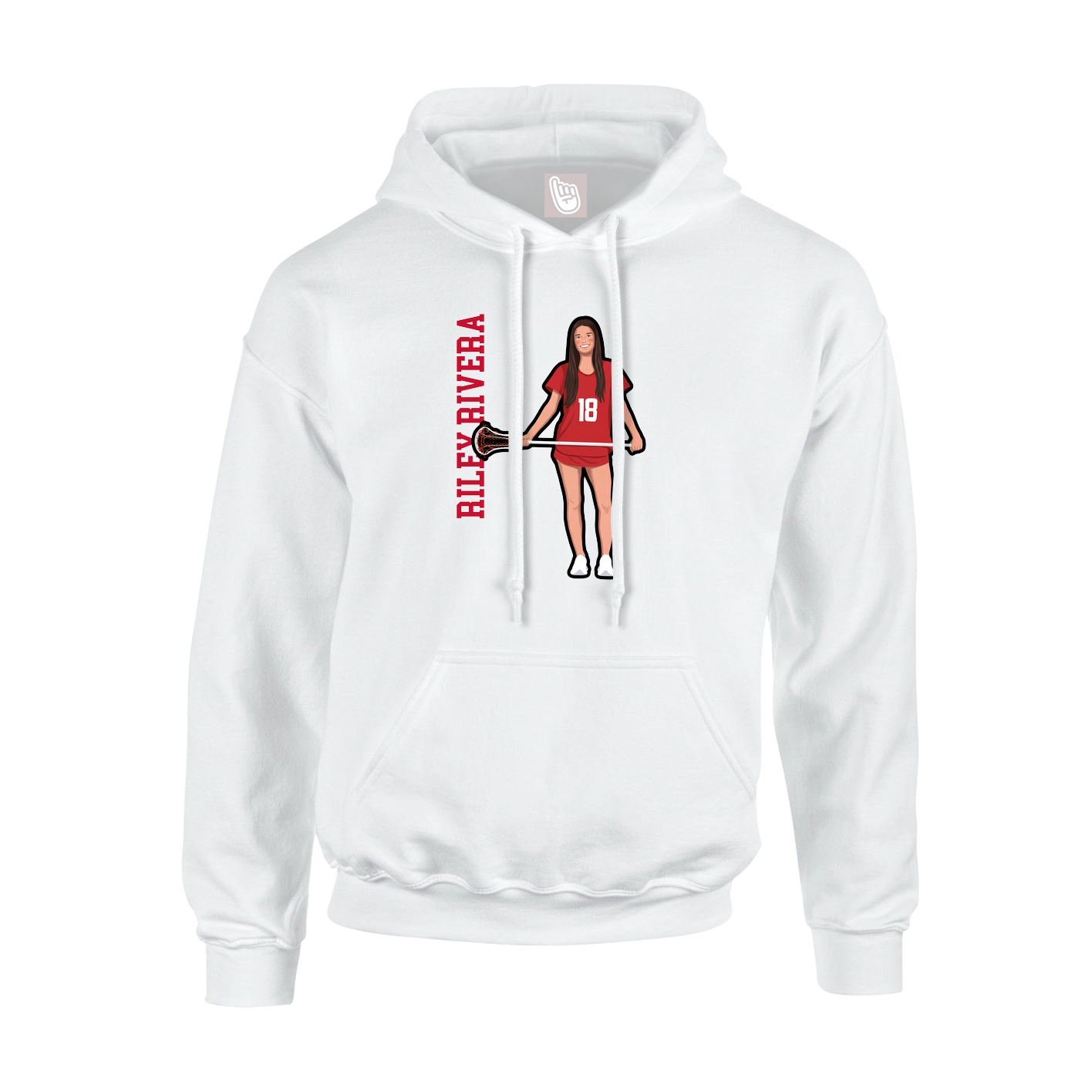 Youth Hoodie — Name Vertical in White