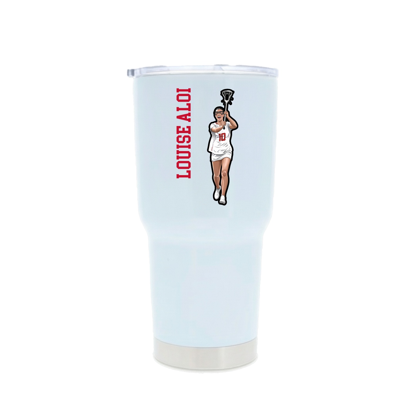30oz Stainless Steel Tumbler — Name Vertical in White