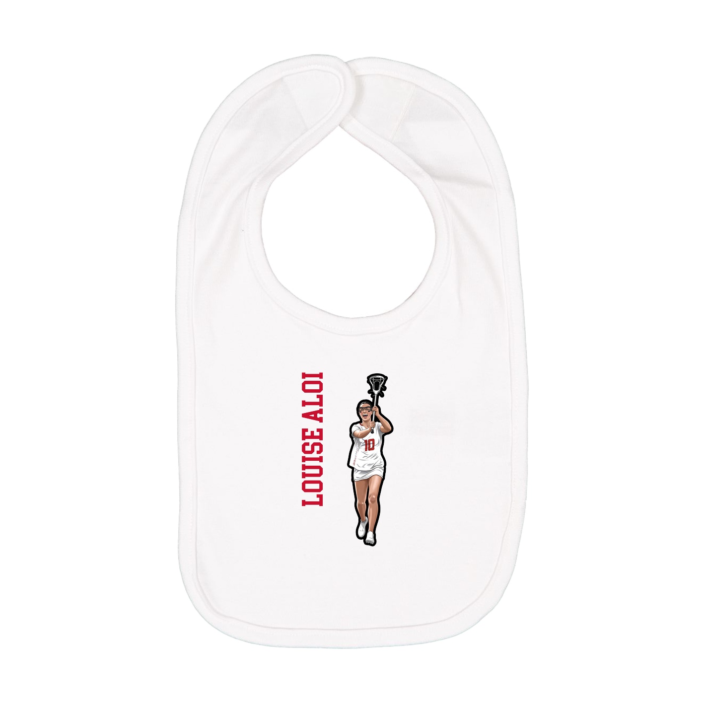 Infant Bib — Name Vertical in White