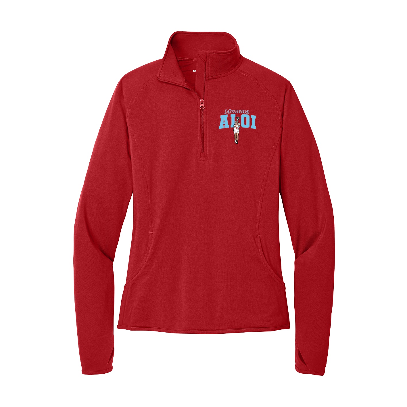 Women's Q-Zip Pullover — Mothers Day Block in Red