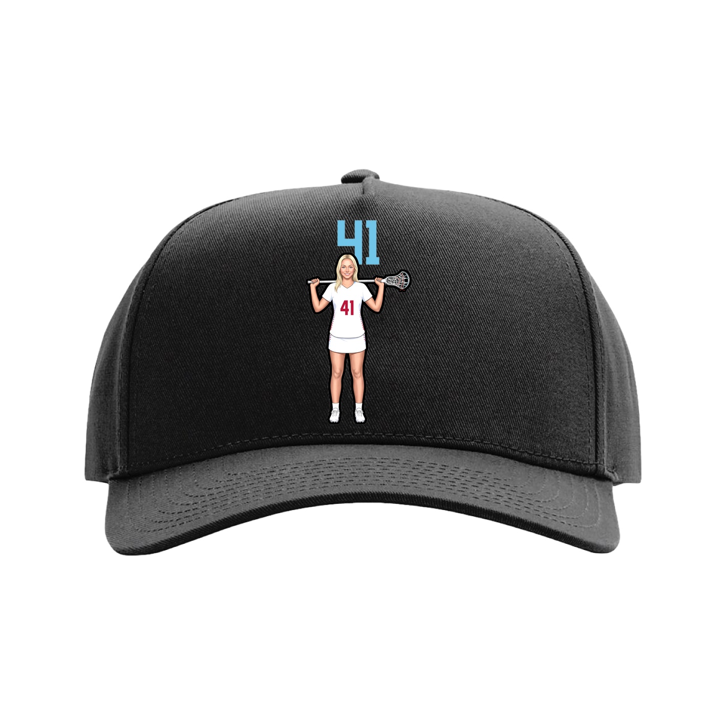 Full Fabric Five-Panel Champ Cap — Number Top in Black