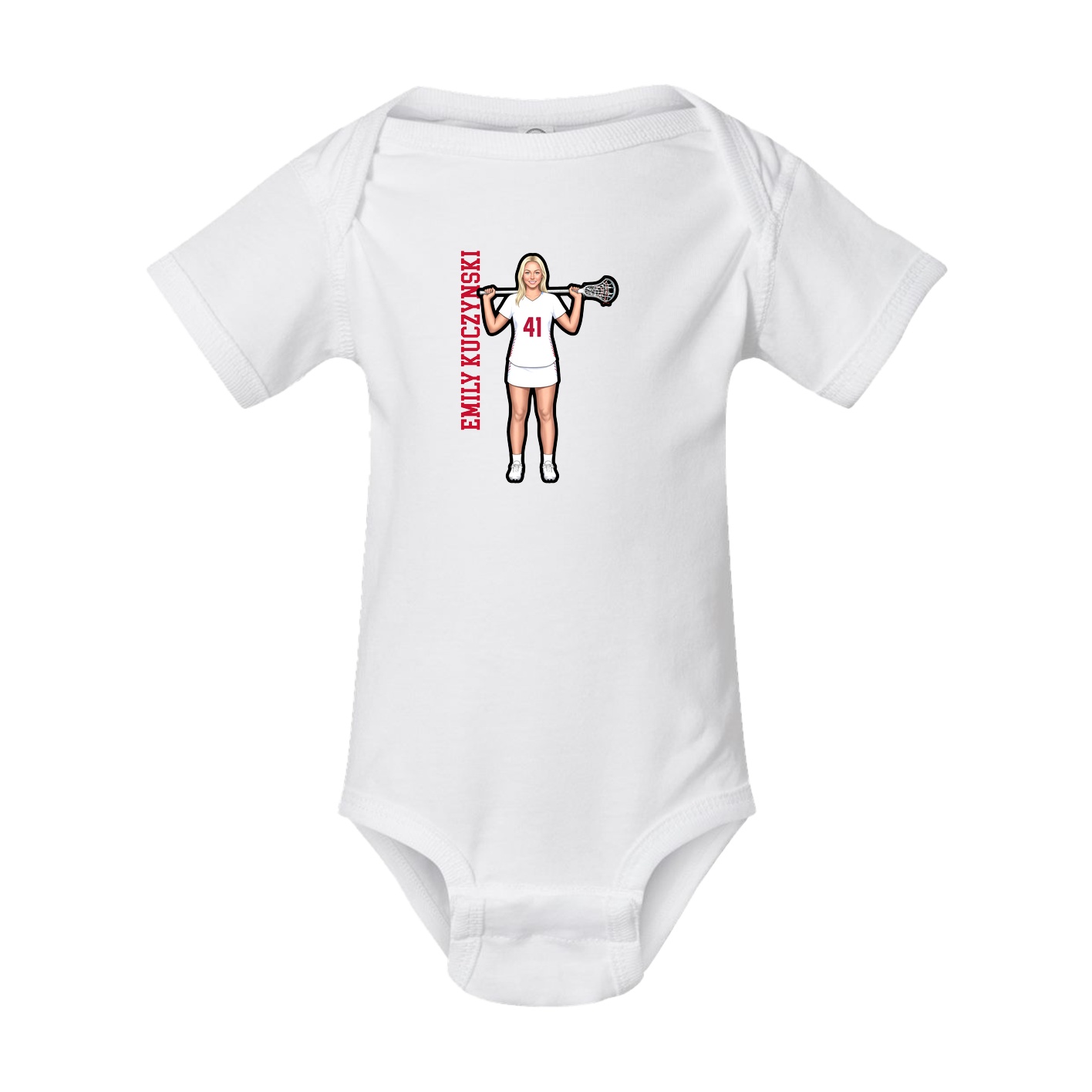 Baby Onesie — Name Vertical in White