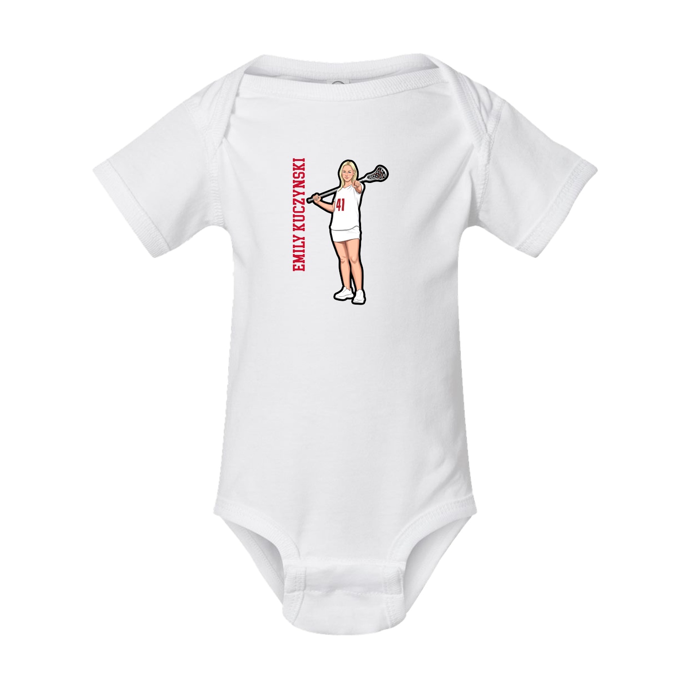 Baby Onesie — Name Vertical in White