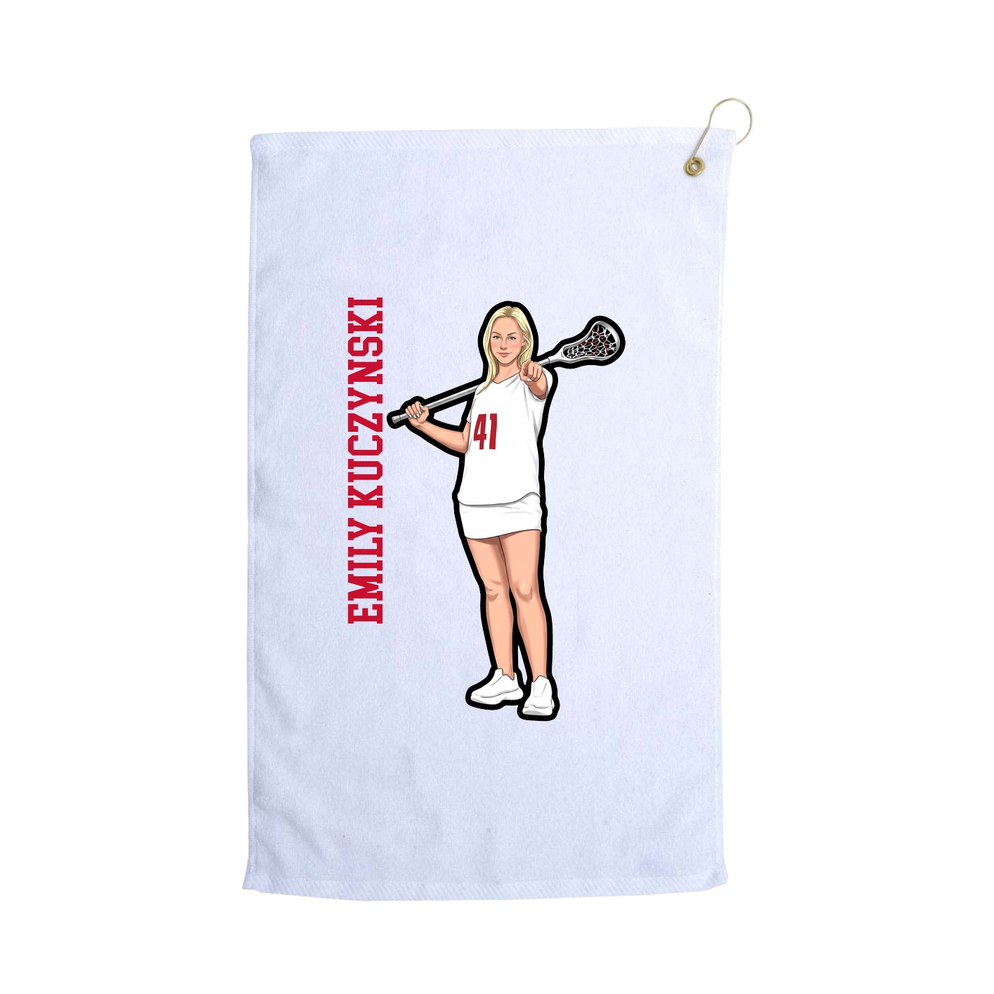 Golf Towel — Name Vertical in White