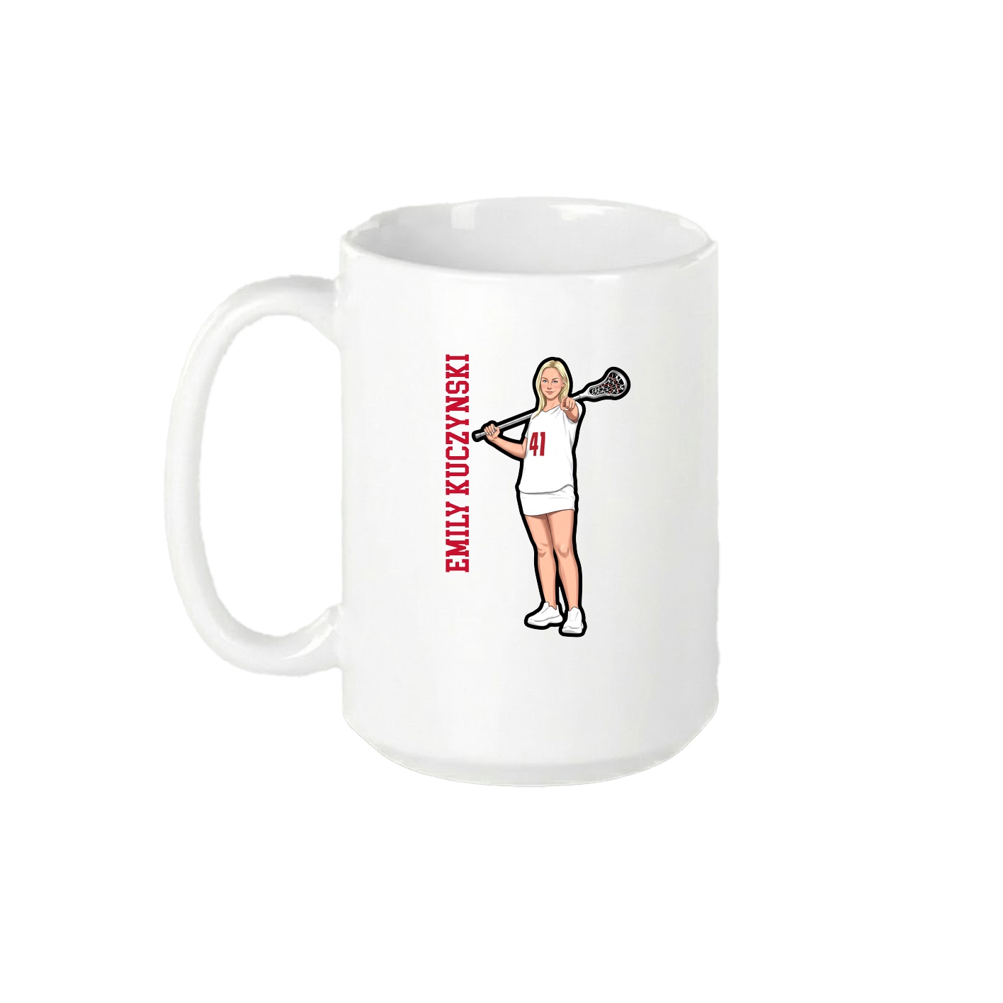 15oz Coffee Mug — Name Vertical in White