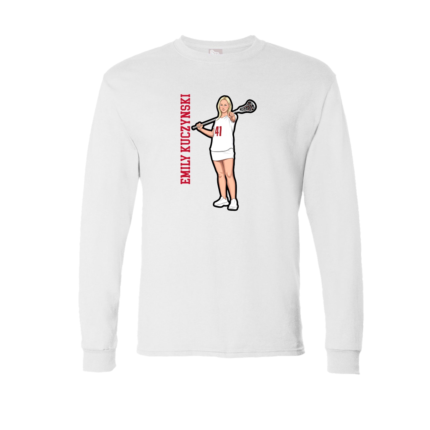 Long Sleeve Tee — Name Vertical in White