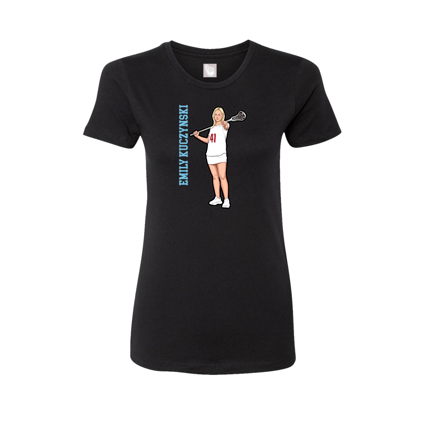 Fitted Women's Tee — Name Vertical in Black
