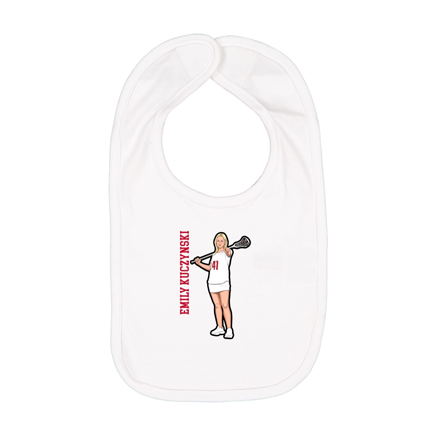 Infant Bib — Name Vertical in White