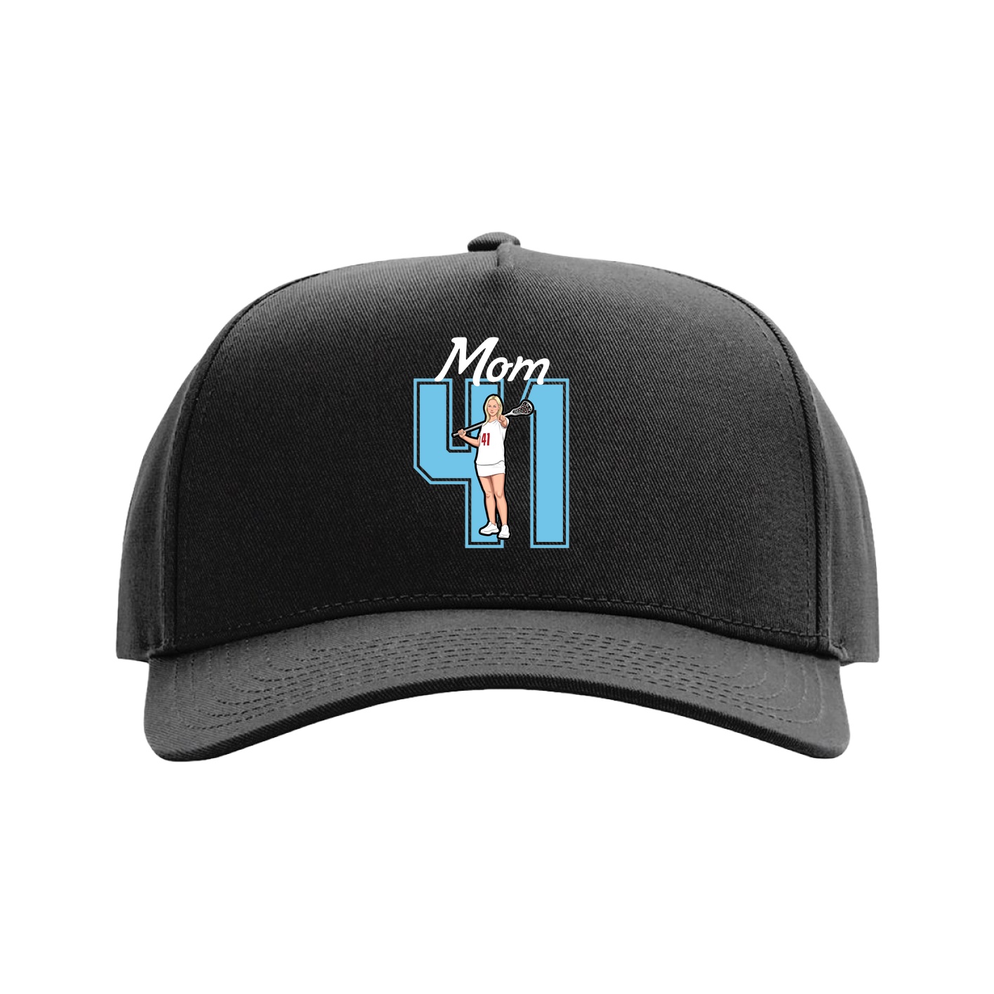 Full Fabric Five-Panel Champ Cap — Mothers Day Shirsey in Black