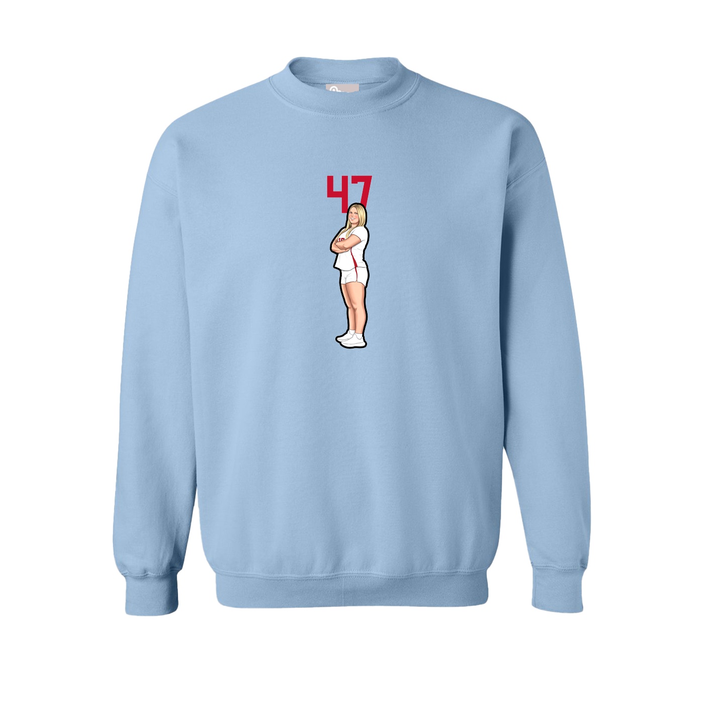 Fleece Crew — Number Top in Light Blue