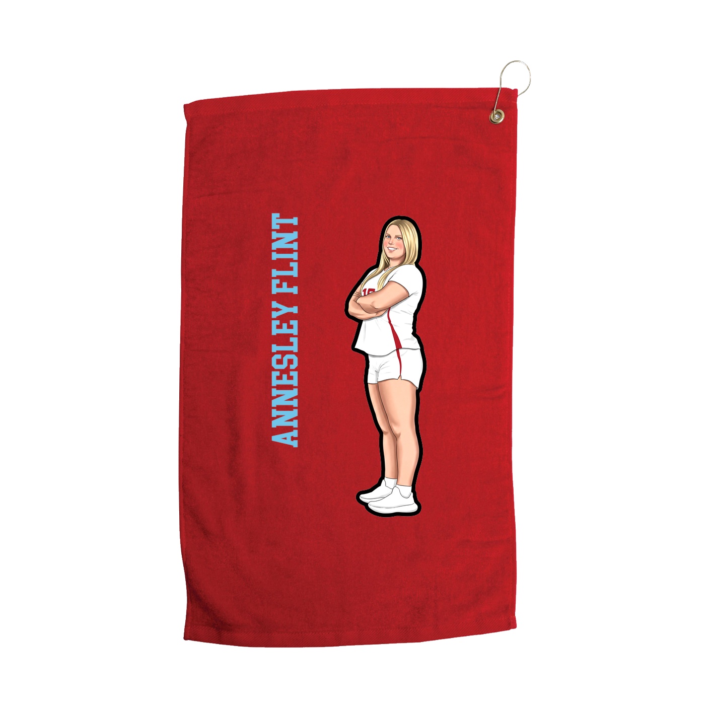 Golf Towel — Name Vertical in Red