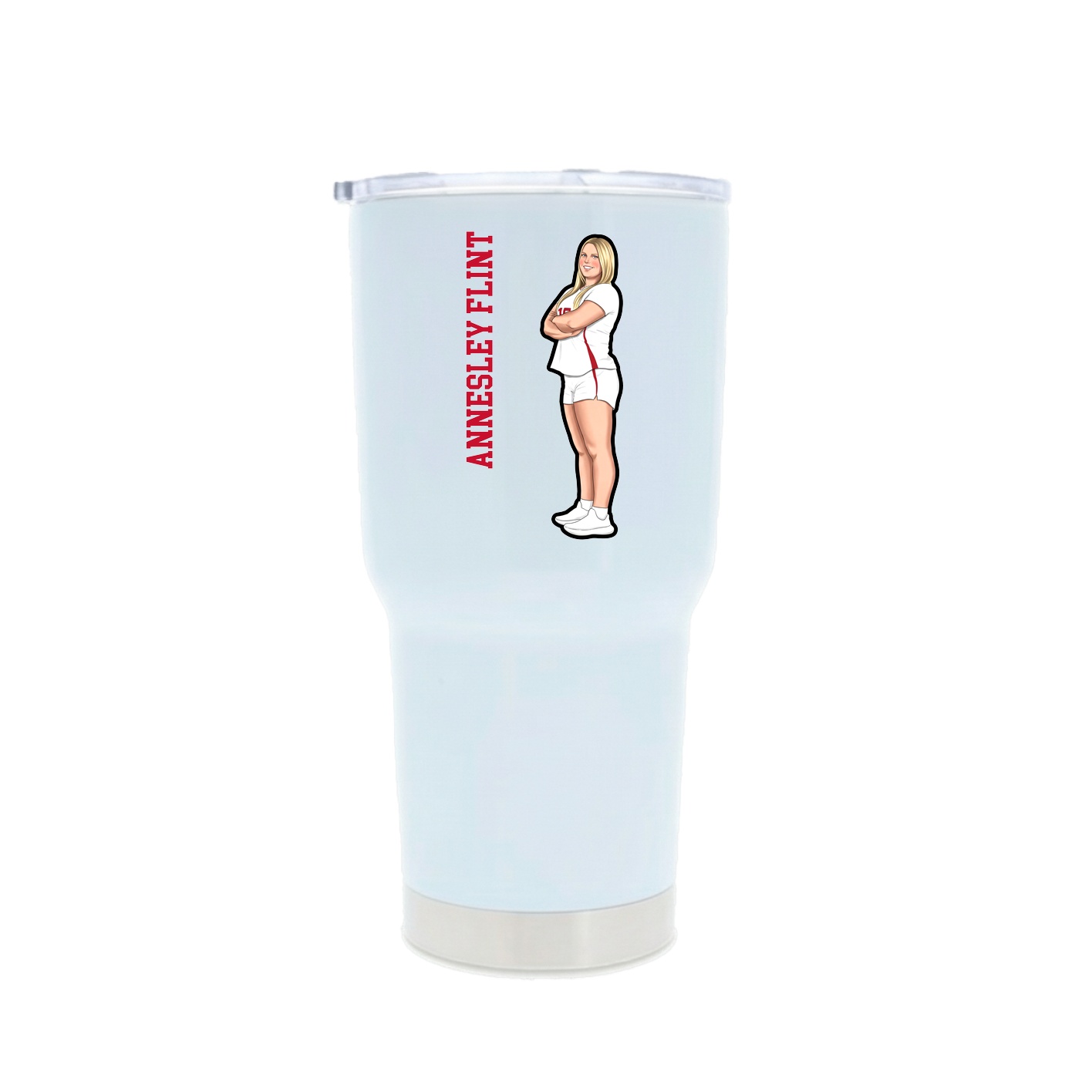 30oz Stainless Steel Tumbler — Name Vertical in White