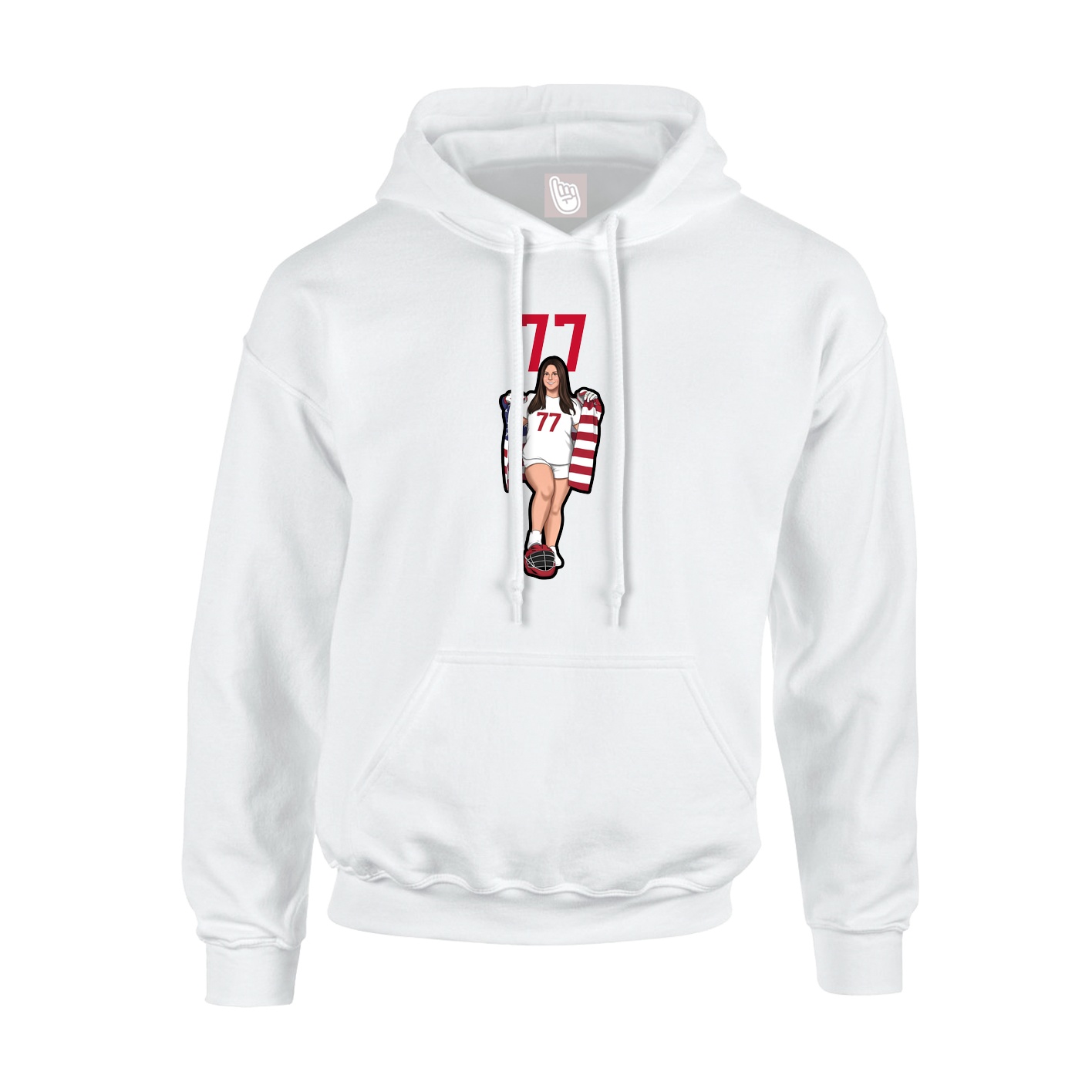 Youth Hoodie — Number Top in White