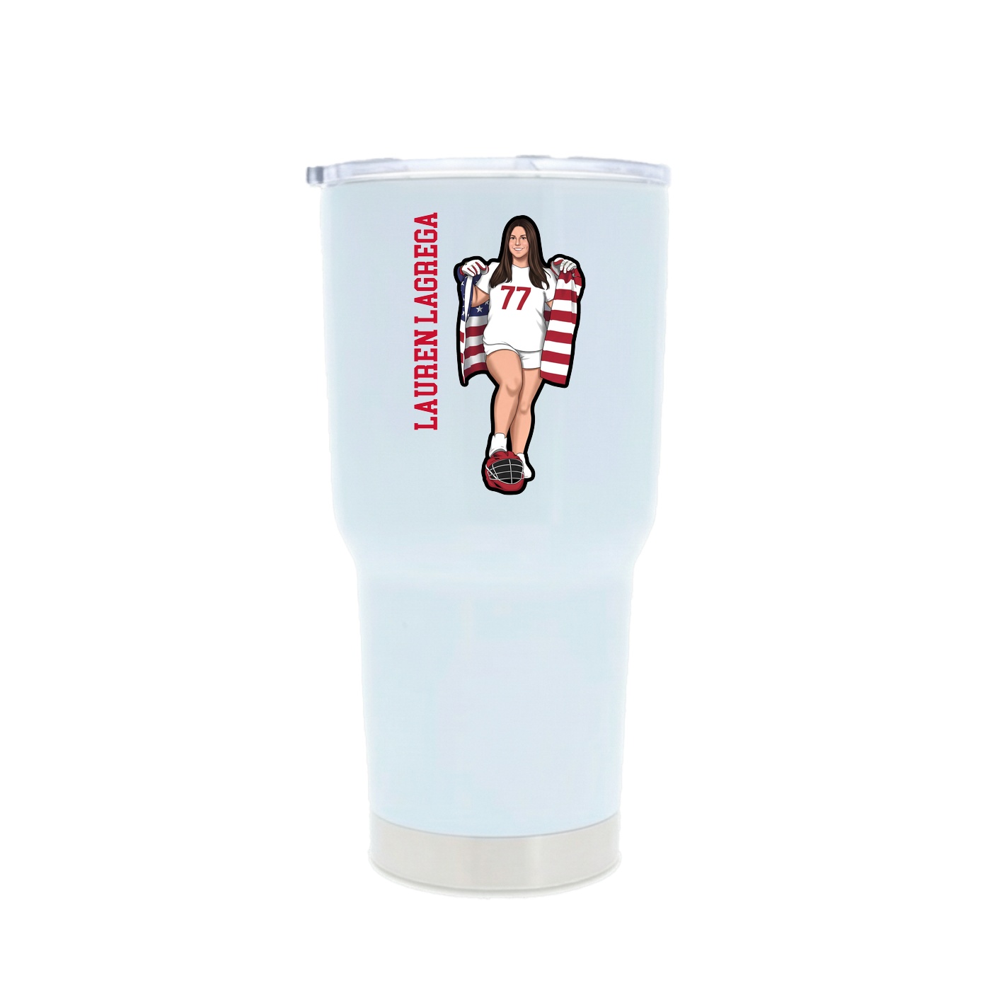 30oz Stainless Steel Tumbler — Name Vertical in White