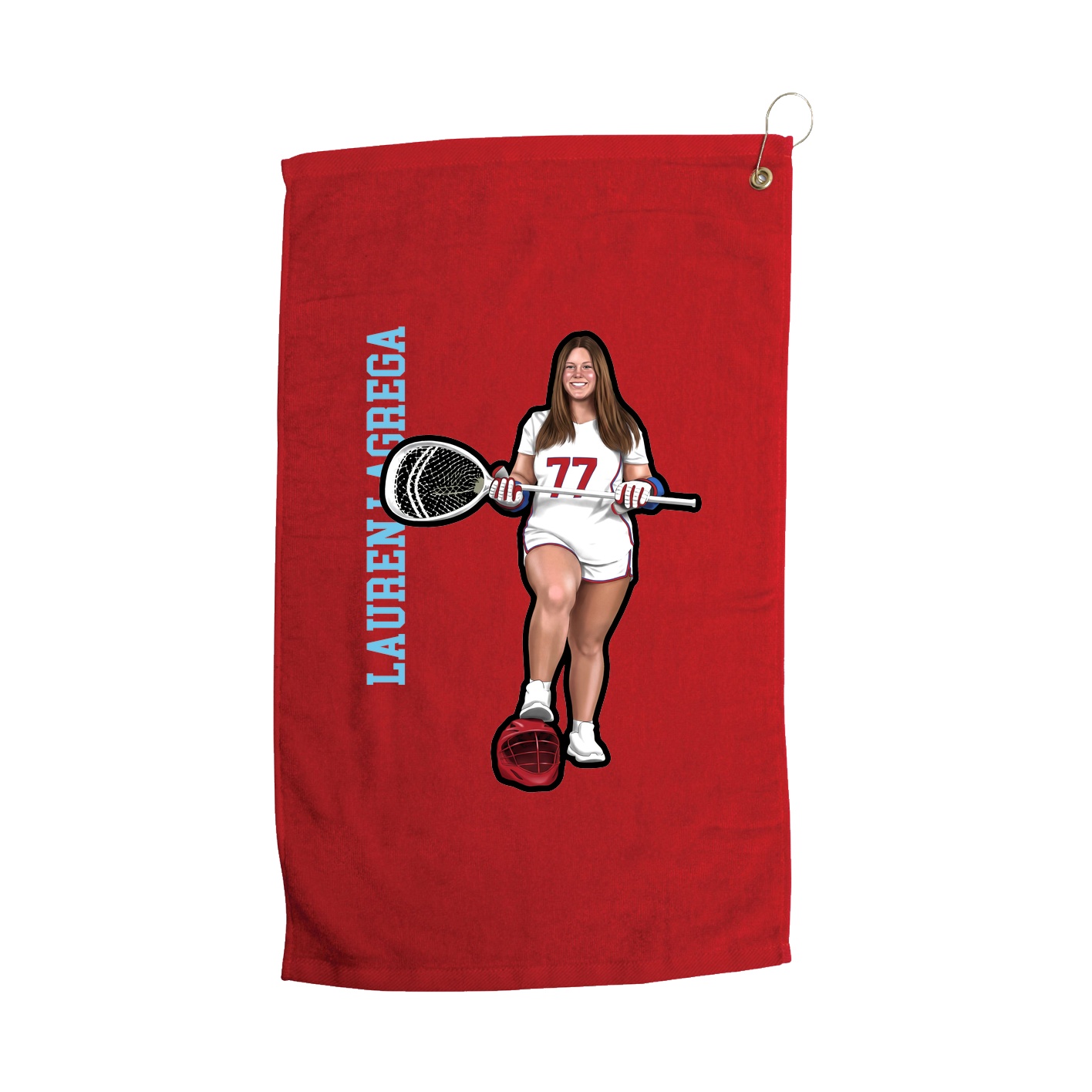 Golf Towel — Name Vertical in Red