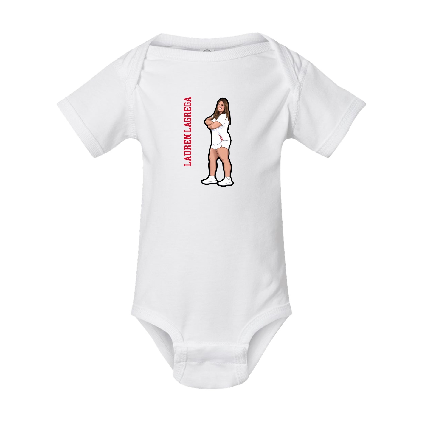 Baby Onesie — Name Vertical in White