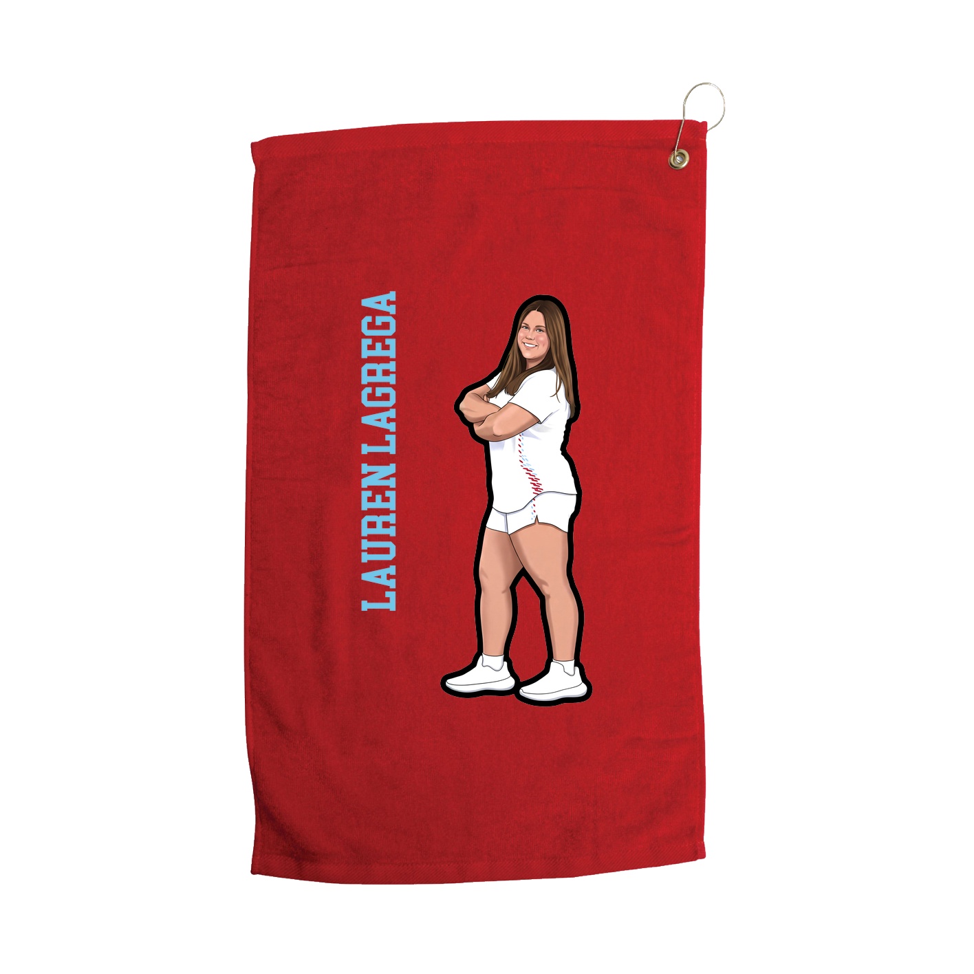 Golf Towel — Name Vertical in Red