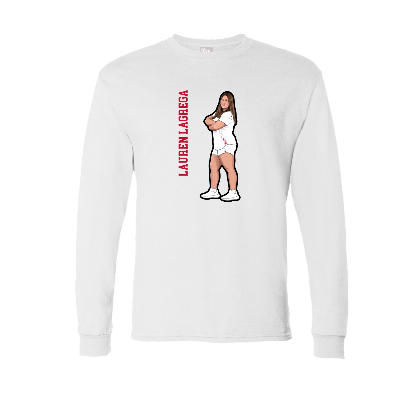 Long Sleeve Tee — Name Vertical in White