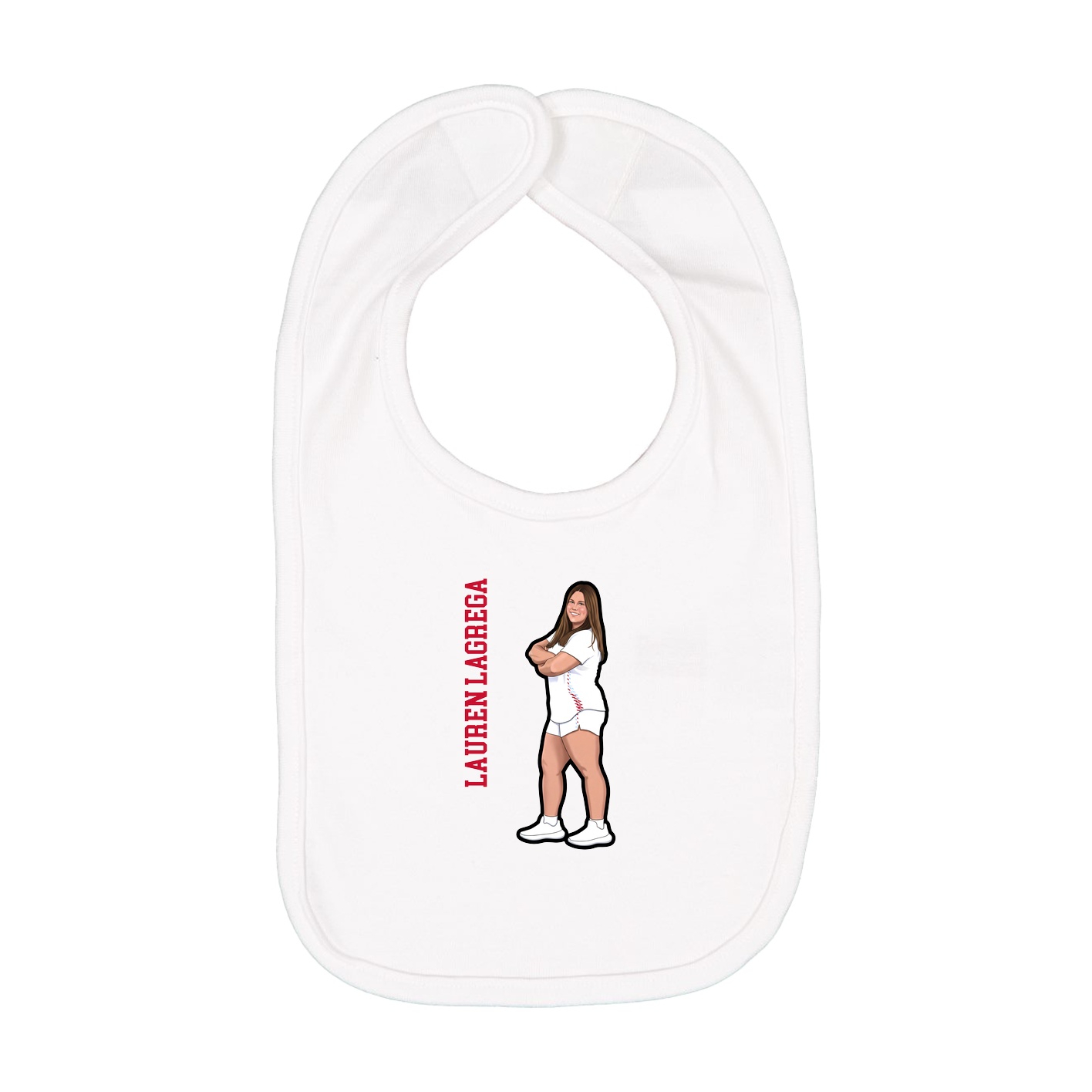 Infant Bib — Name Vertical in White
