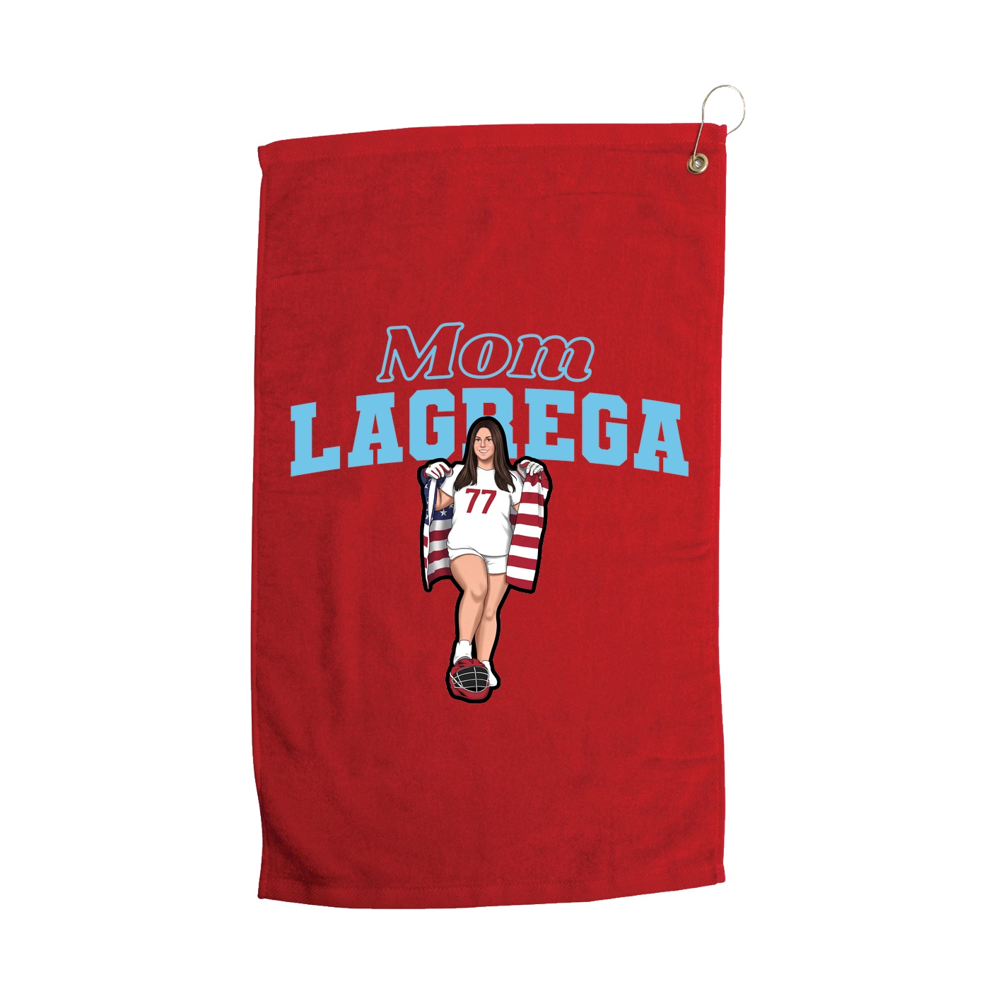 Golf Towel — Mothers Day Block in Red