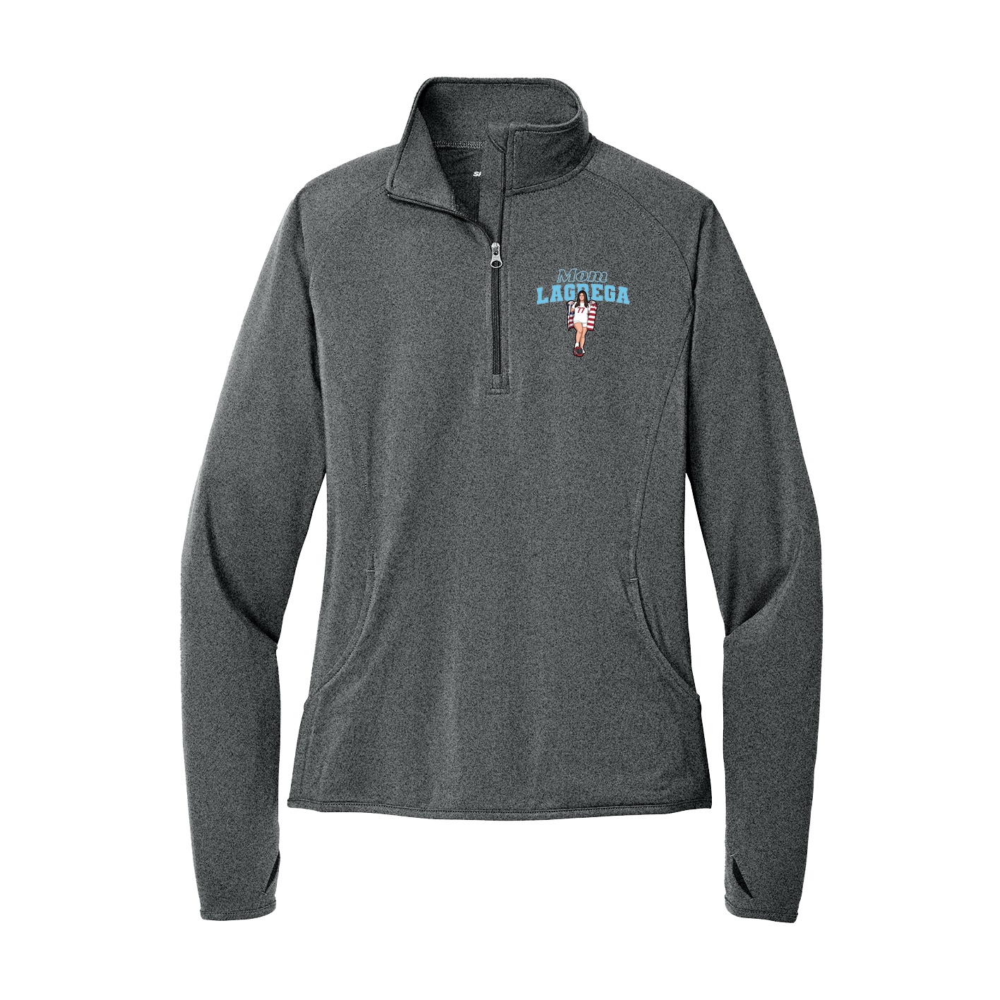 Women's Q-Zip Pullover — Mothers Day Block in Grey