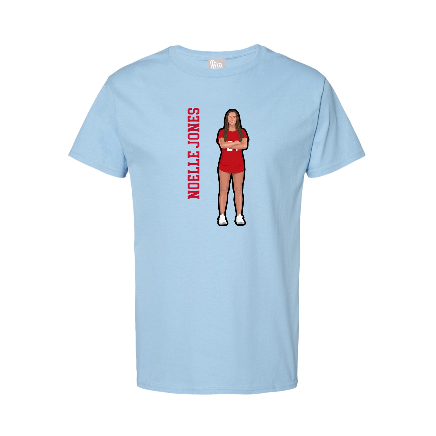 Tee — Name Vertical in Light Blue