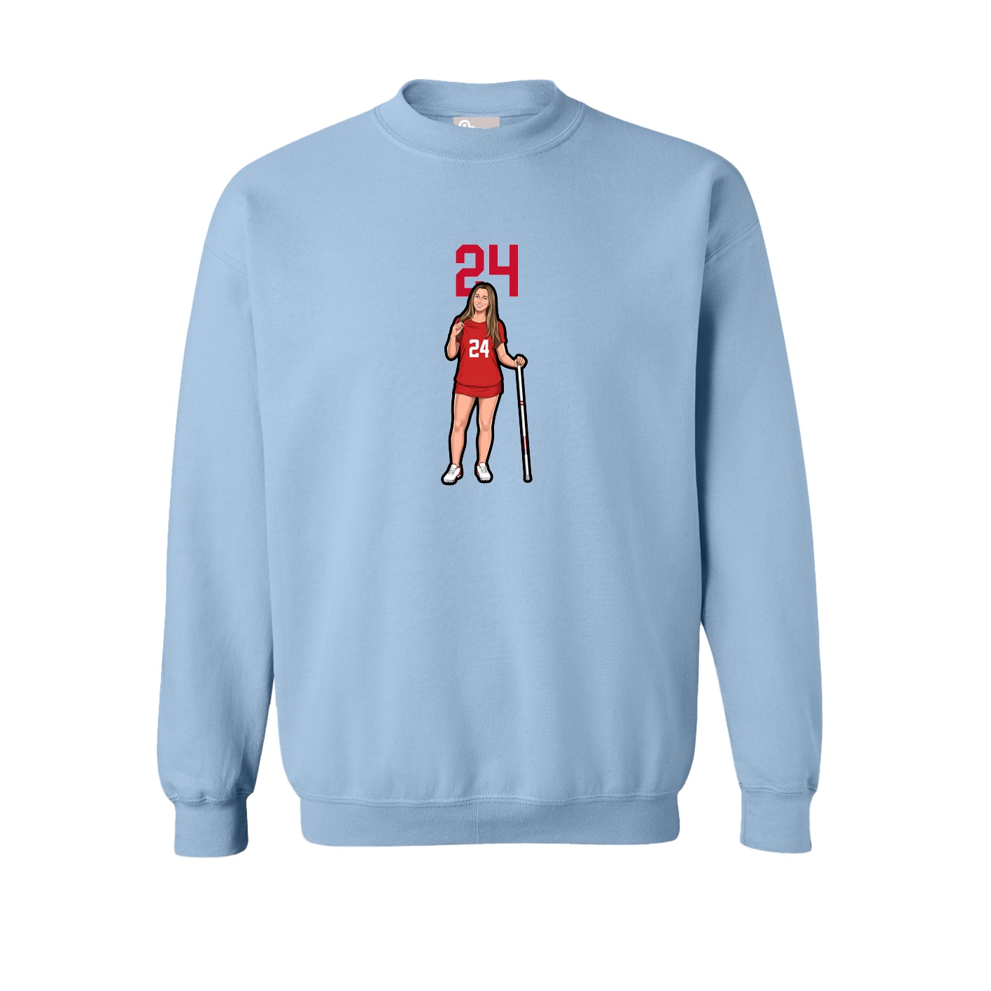 Fleece Crew — Number Top in Light Blue