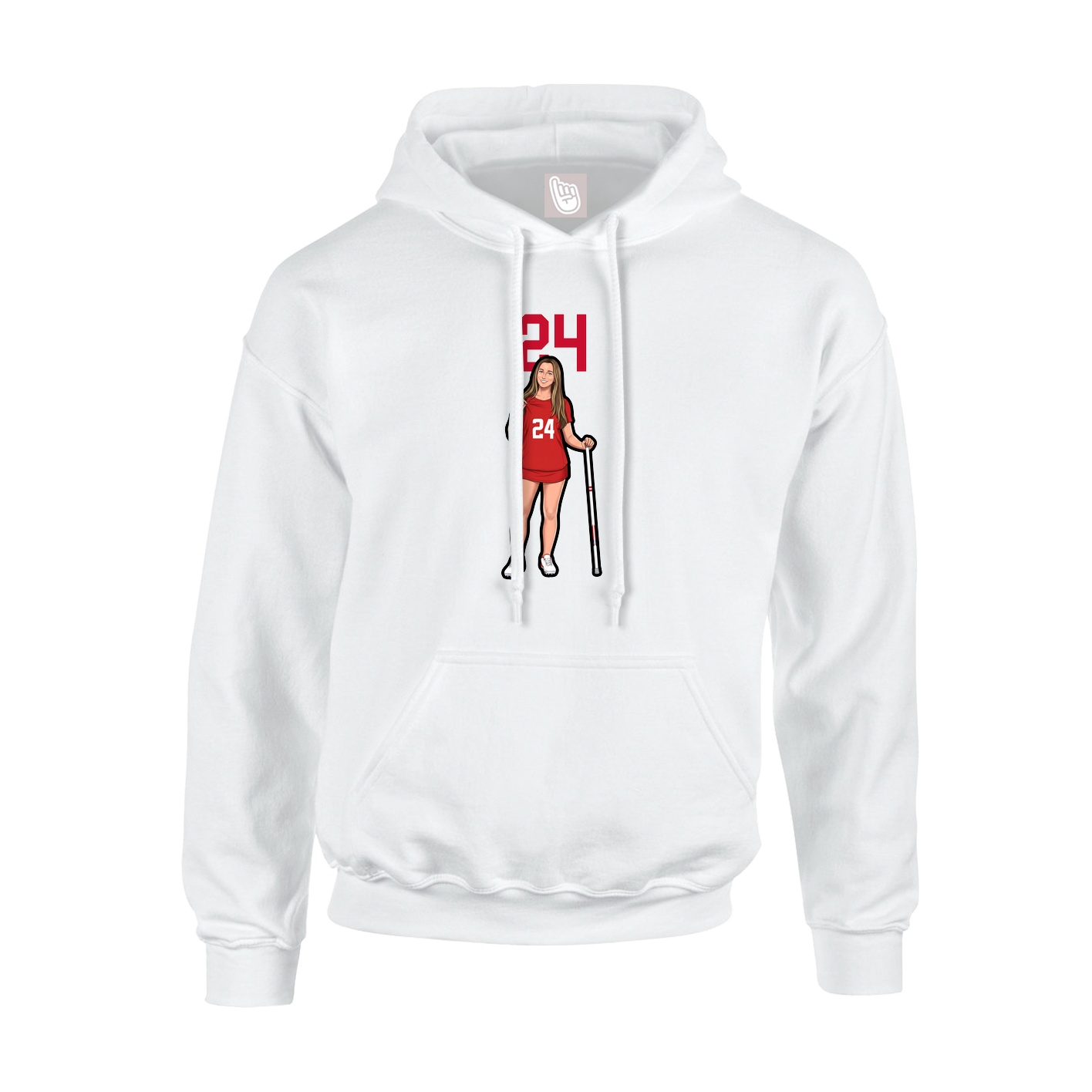 Youth Hoodie — Number Top in White