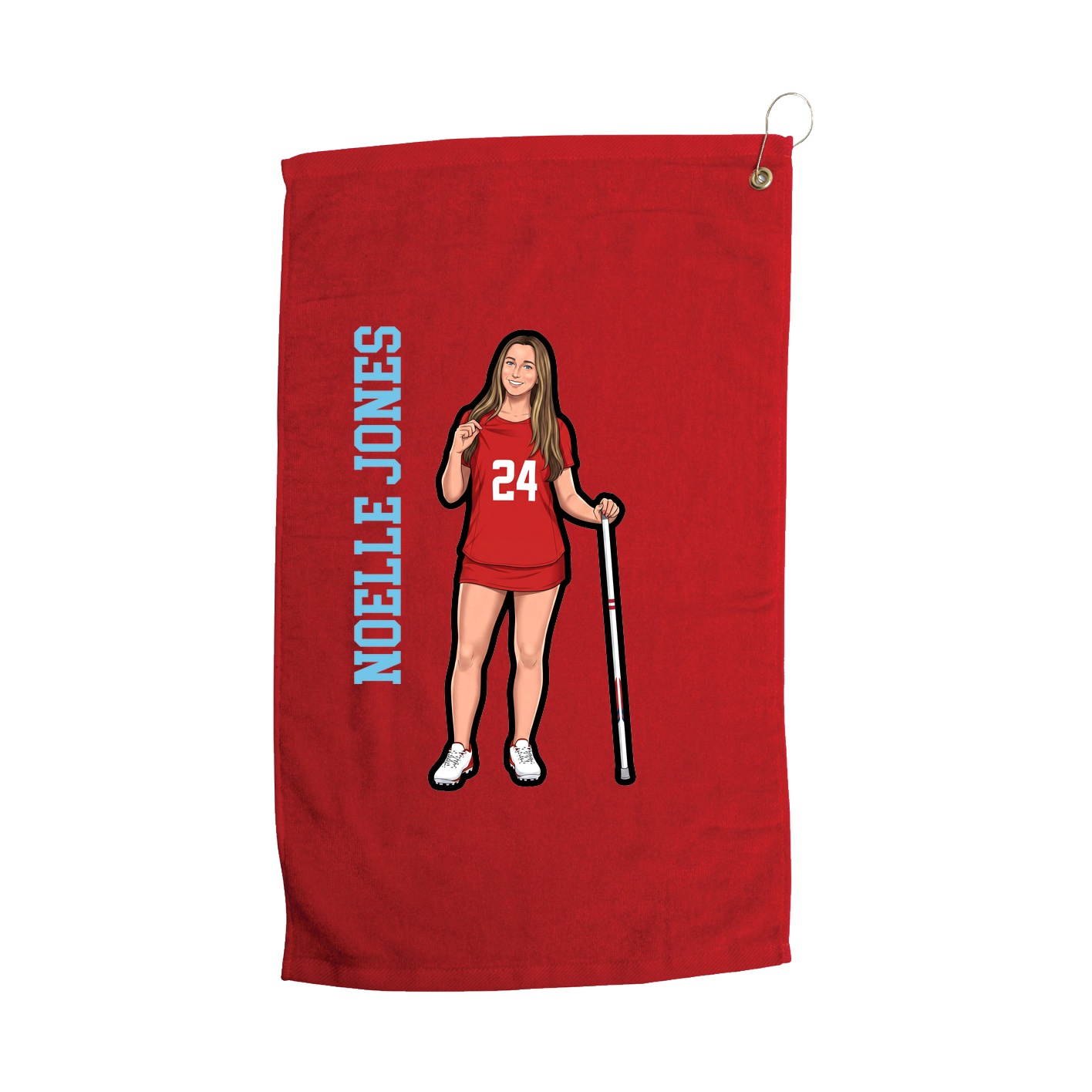 Golf Towel — Name Vertical in Red