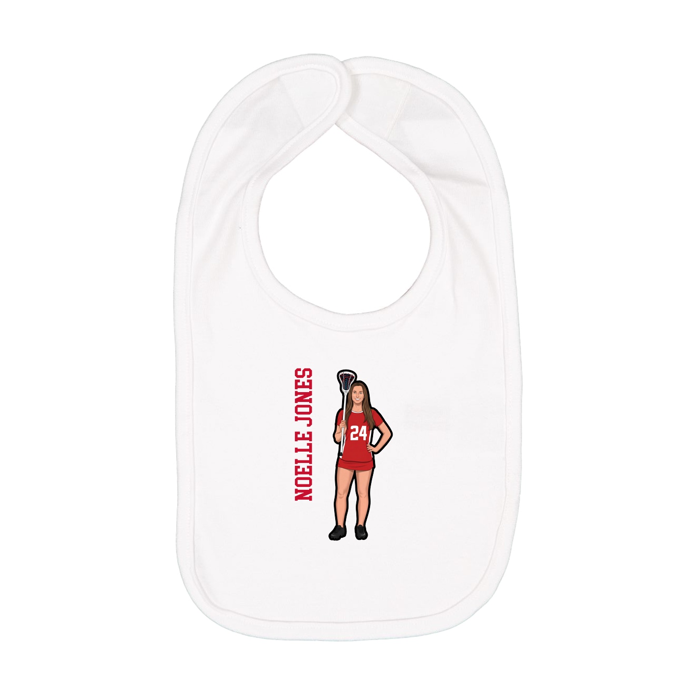 Infant Bib — Name Vertical in White