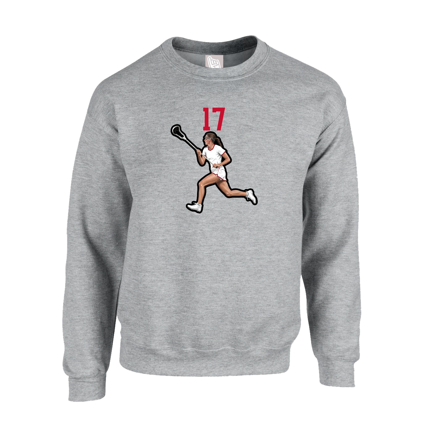 Fleece Crew — Number Top in Grey