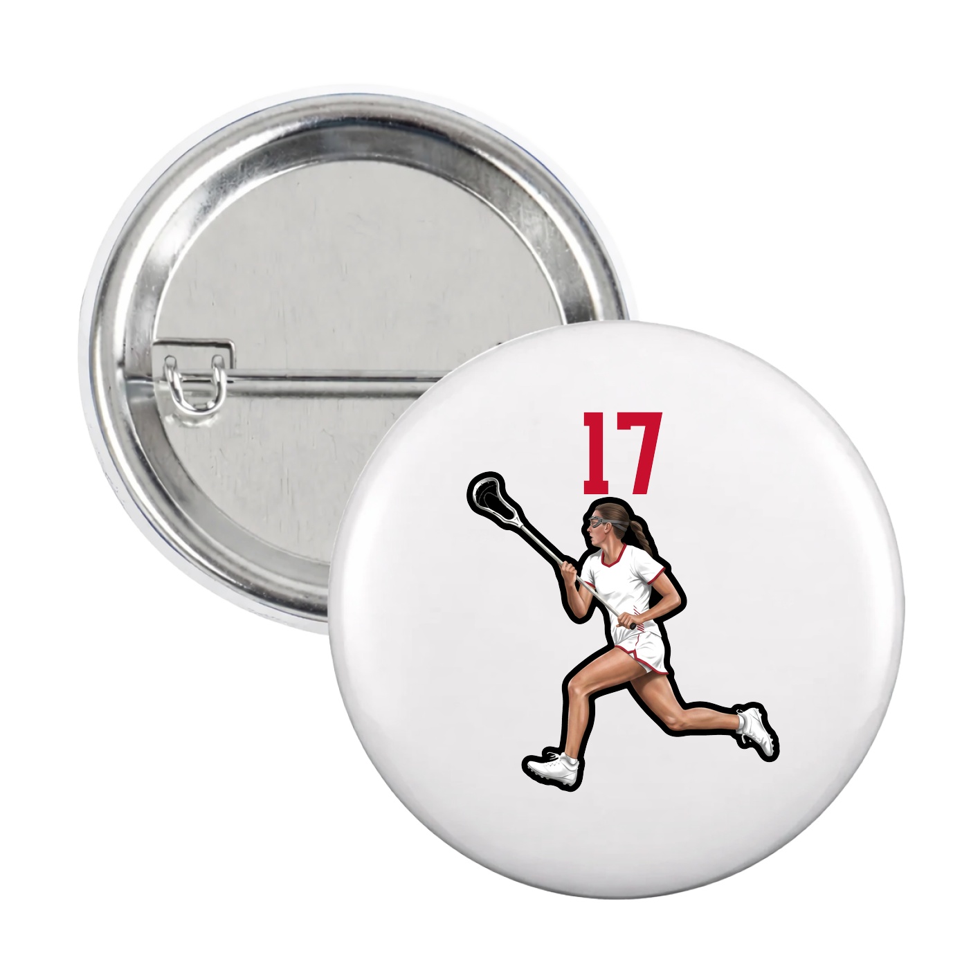Game Day Button — Number Top in White