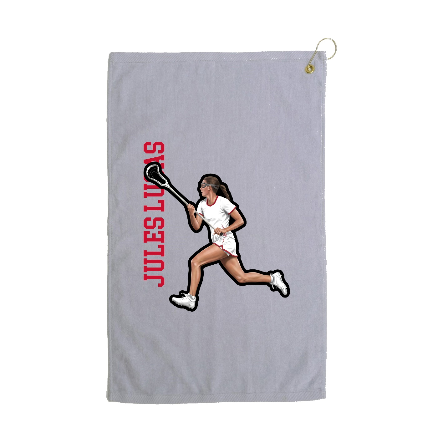 Golf Towel — Name Vertical in Grey