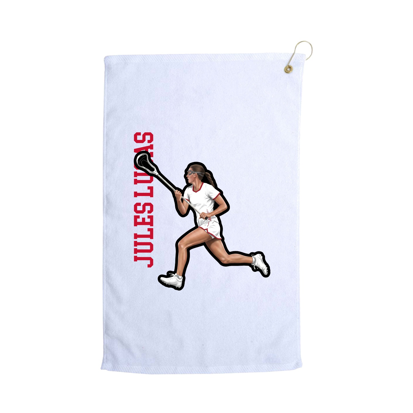 Golf Towel — Name Vertical in White