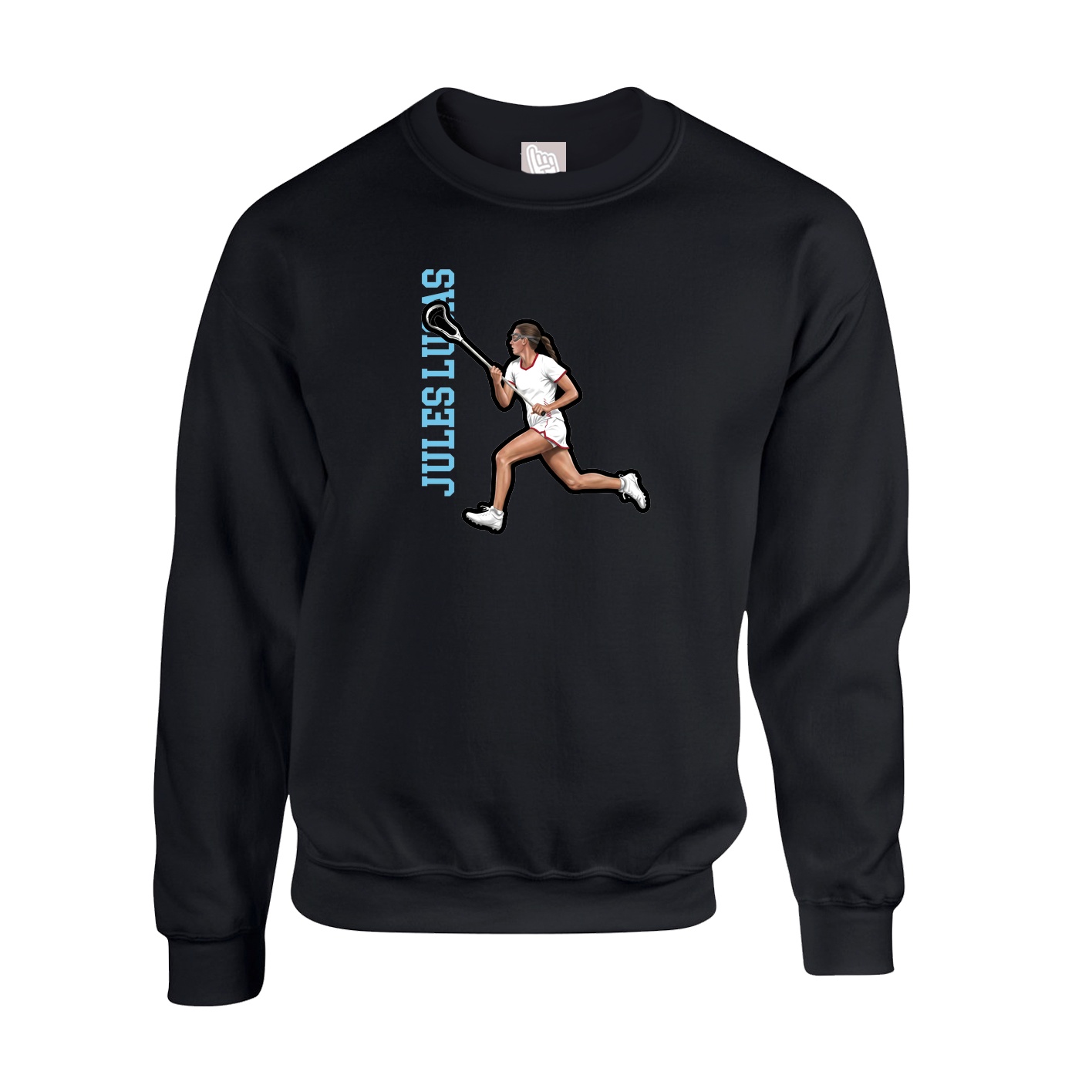 Fleece Crew — Name Vertical in Black