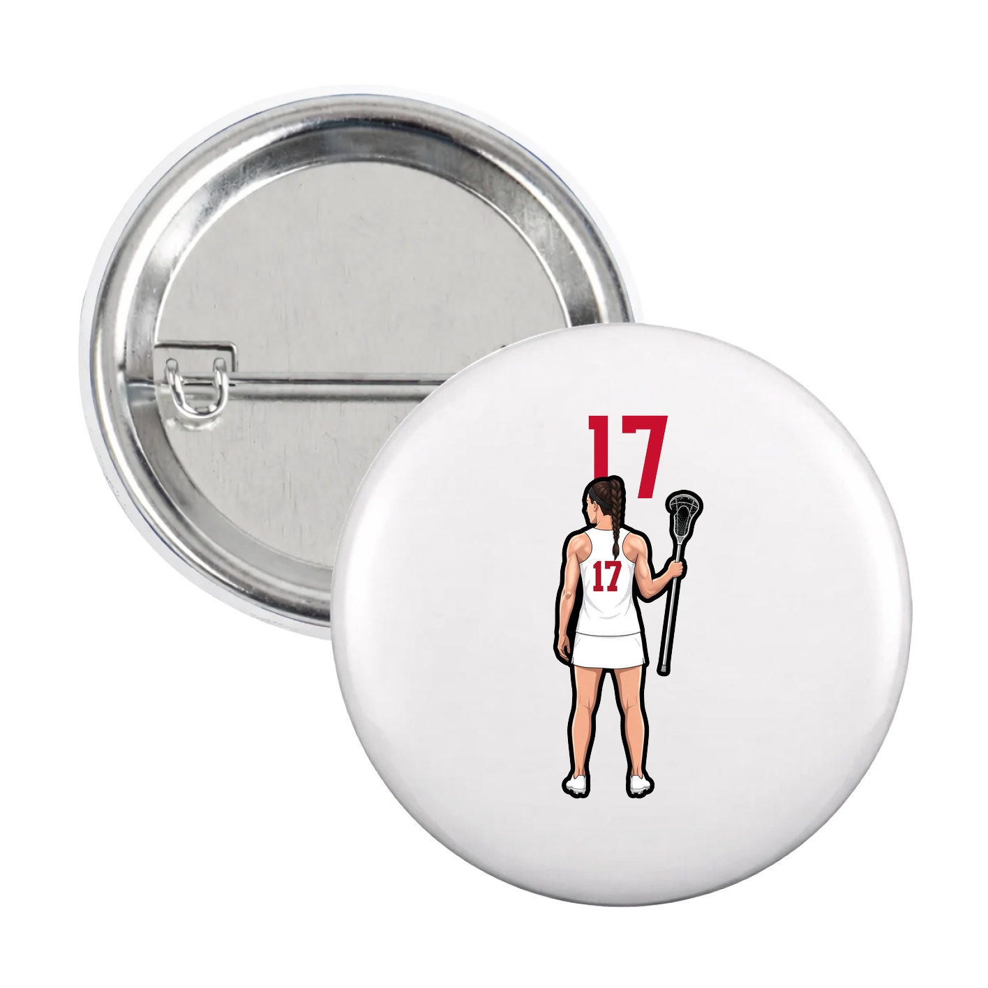 Game Day Button — Number Top in White