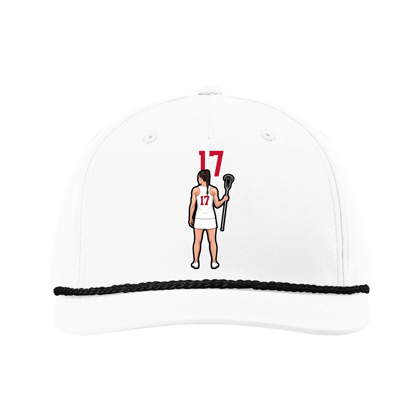 Five-Panel Classic Rope Cap — Number Top in White