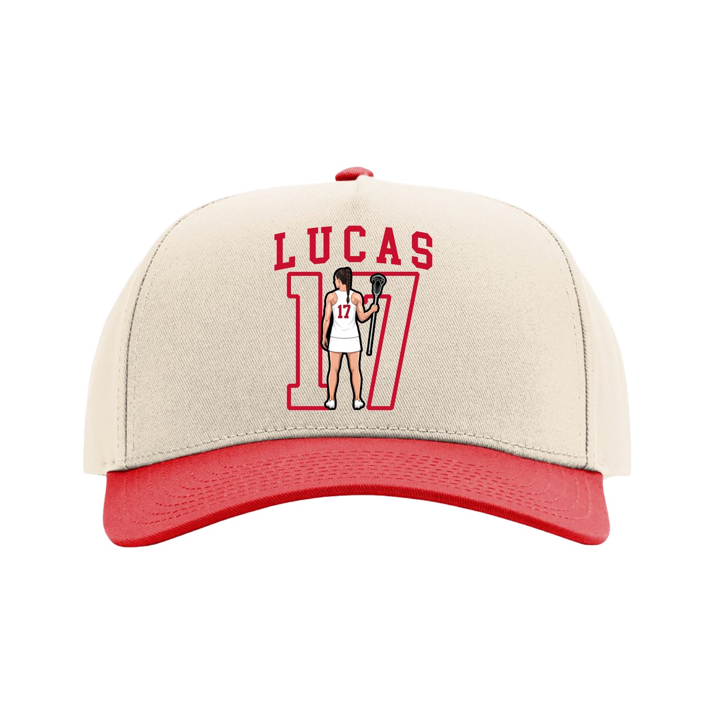 Full Fabric Five-Panel Champ Cap — Shirsey in Cream/Red