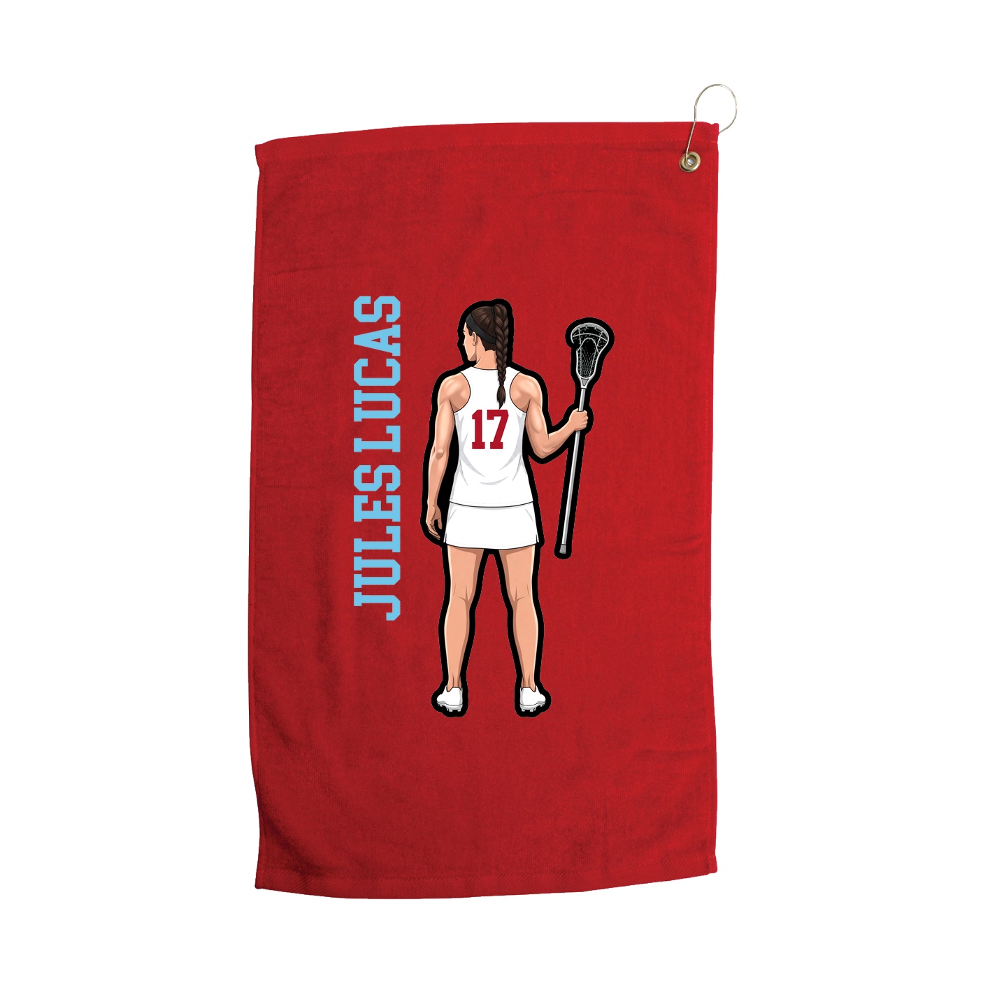 Golf Towel — Name Vertical in Red